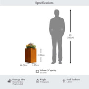 Square planter size comparison